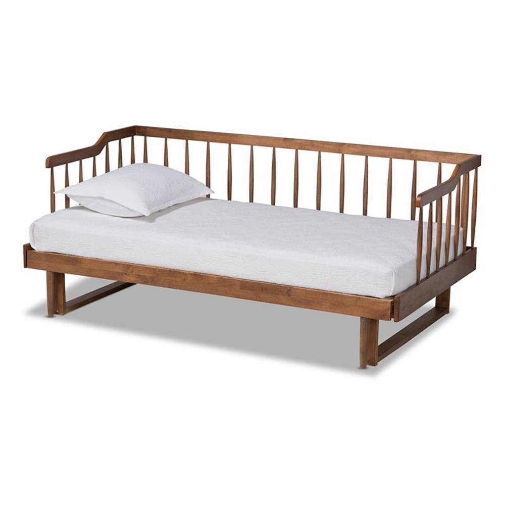 Twin to King Muriel Expandable Spindle Daybed Walnut - Baxton Studio: Contemporary Unupholstered, No Box Spring Needed