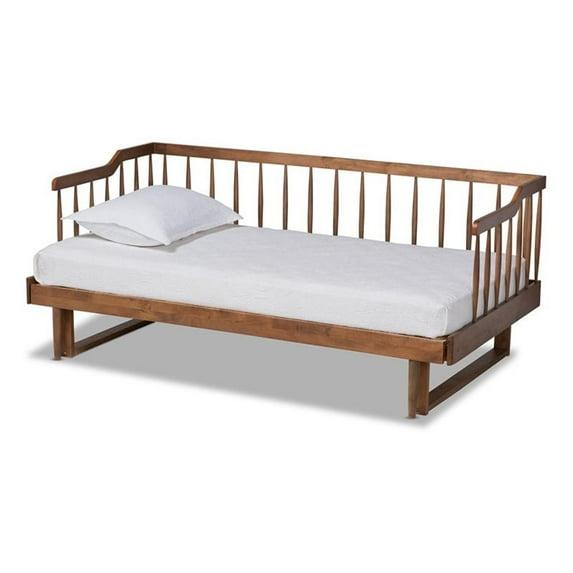 Twin to King Muriel Expandable Spindle Daybed Walnut - Baxton Studio: Contemporary Unupholstered, No Box Spring Needed