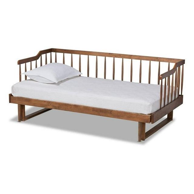 Twin to King Muriel Expandable Spindle Daybed Walnut - Baxton Studio: Contemporary Unupholstered, No Box Spring Needed