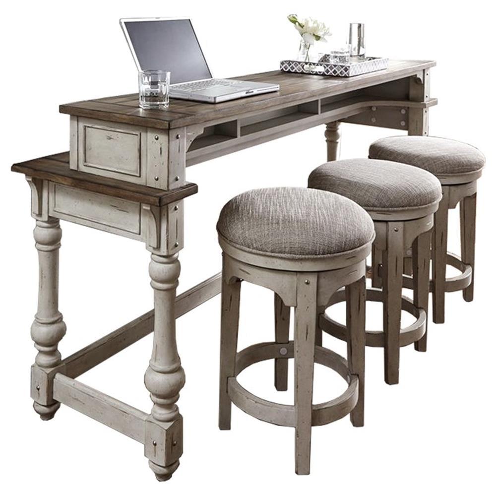 Kingfisher Lane White 4 Piece Console Set (1-Console 3-Stools)