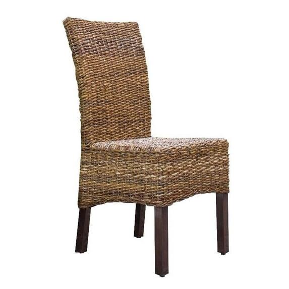 Elegant Arizona Hand-Woven Abaca and Mahogany Side Chair Set