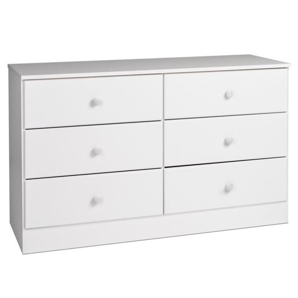 Astrid 6 Drawer Dresser White - Prepac: Laminated Wood Composite, Easy-Glide, Safety Stops