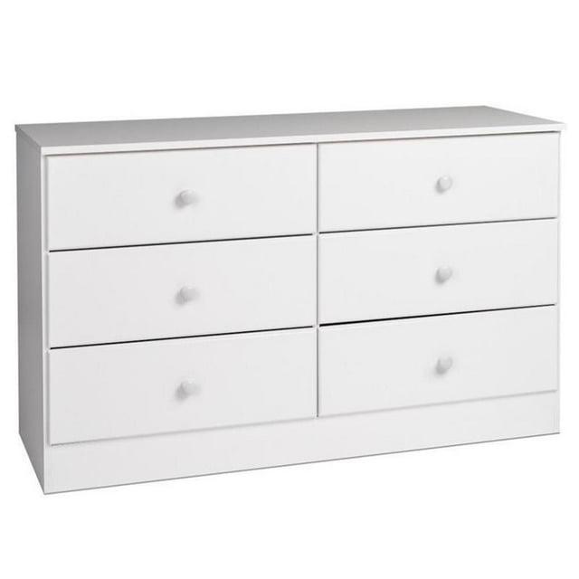 Astrid 6 Drawer Dresser White - Prepac: Laminated Wood Composite, Easy-Glide, Safety Stops