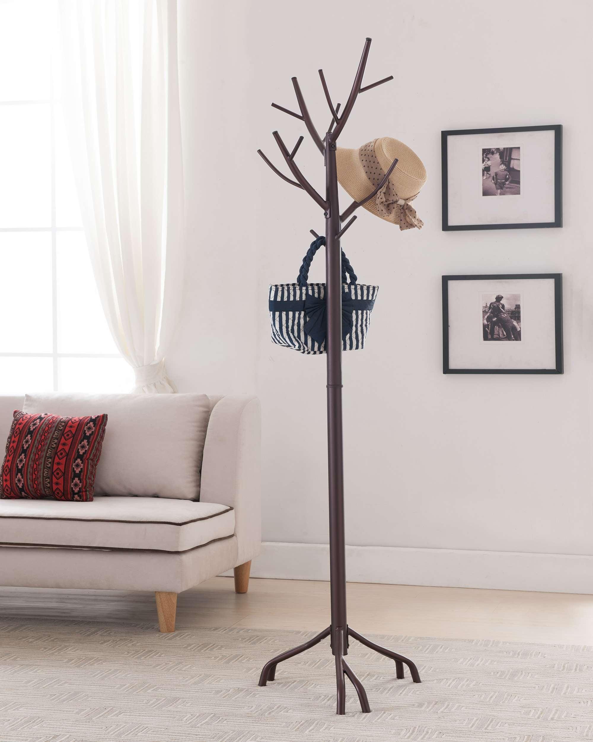 Bronze Metal Hall Tree Coat Rack with 14 Hooks