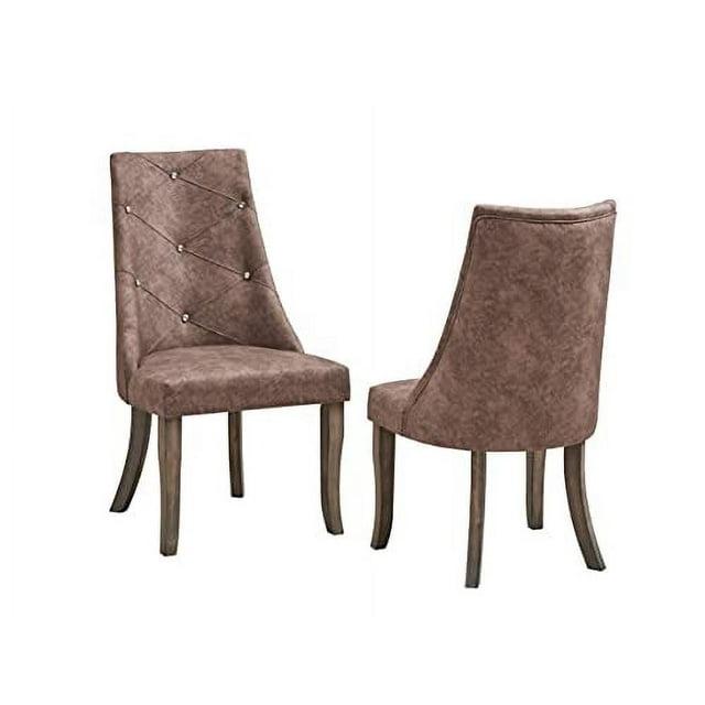 Rosdorf Park Jeaz Crystal-Tufted Upholstered Fabric Dining Room Chairs, Set of 2 (Set of 2)