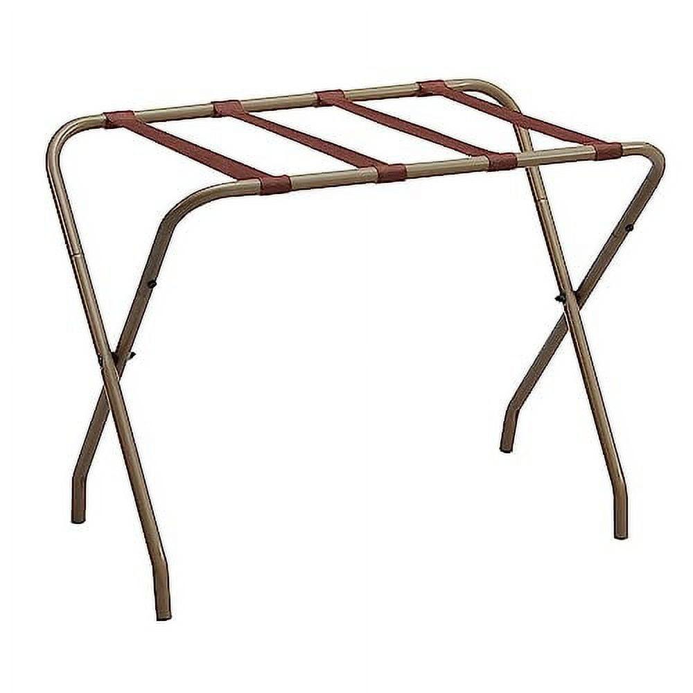 Gold Finish Foldable Metal Luggage Rack with Nylon Straps