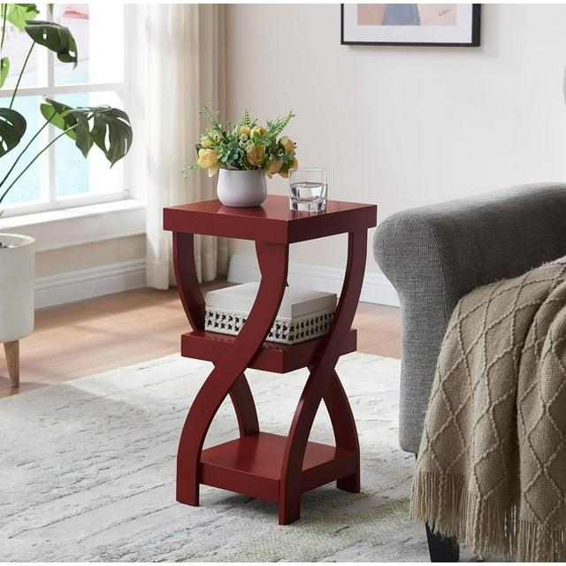 Lark Manor™ Aurianne 3 Tier End Table - Square End Table - Table for Bedroom - End Table with Shelves - Bedside Nightstand - Wooden Table Night Stand - 3 Shelf Small Bookshelf