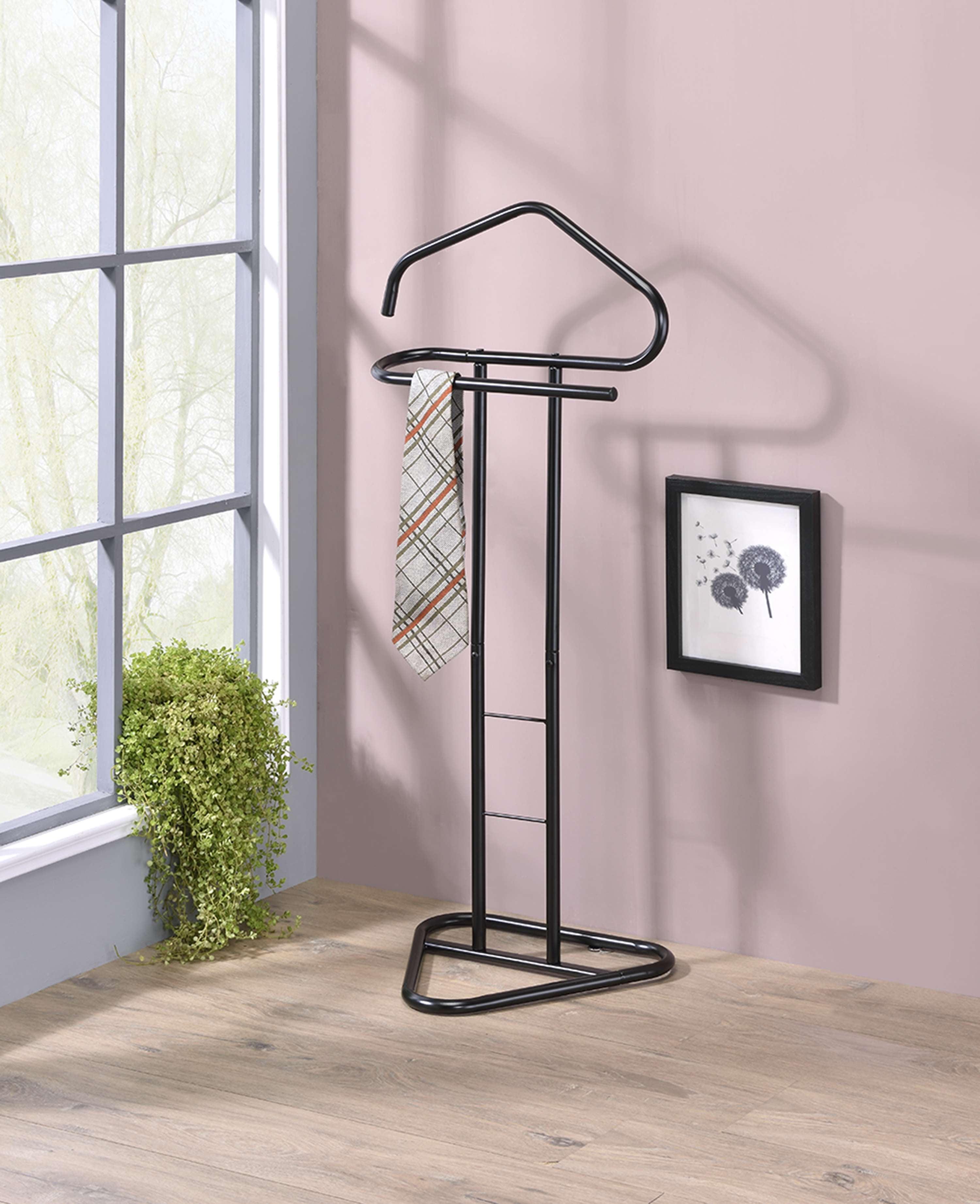 Kings Brand Furniture - Kalblins Metal Clothing Wardrobe Suit Valet Rack Stand, Black