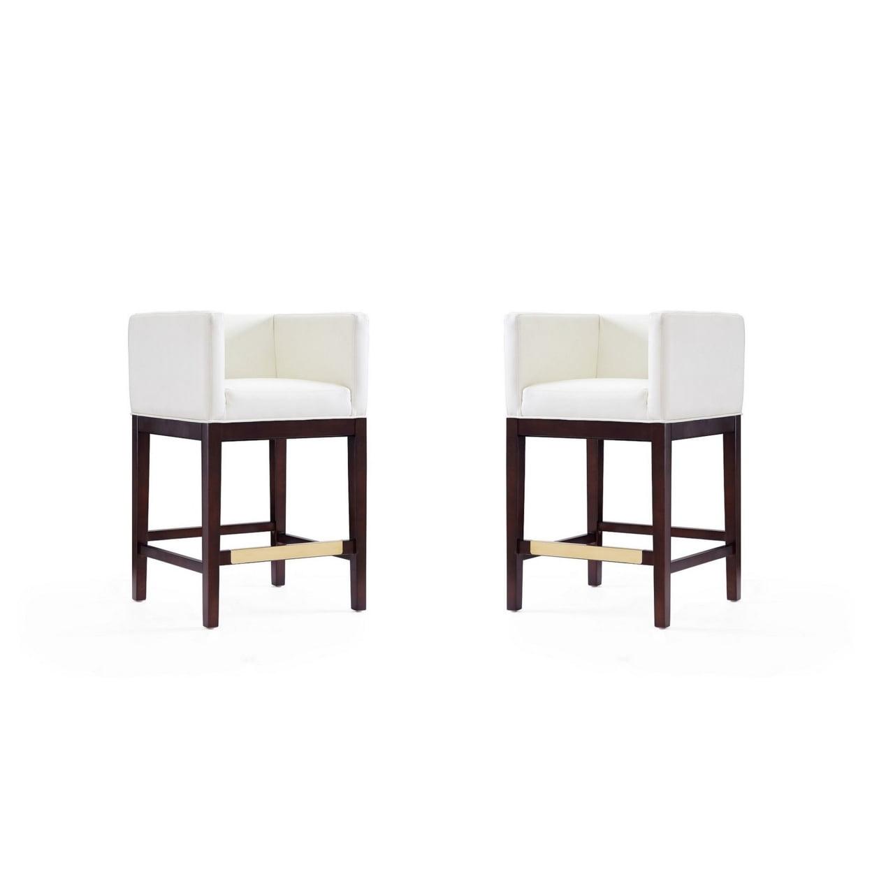 Set of 2 Kingsley Upholstered Beech Wood Counter Height Barstools - Manhattan Comfort