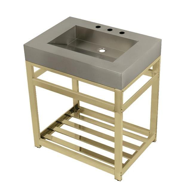 Kingston Brass Kingston Brass Kingston Commercial 31-Inch Stainless Steel Console Sink with Steel Base (8-Inch, 3-Hole)
