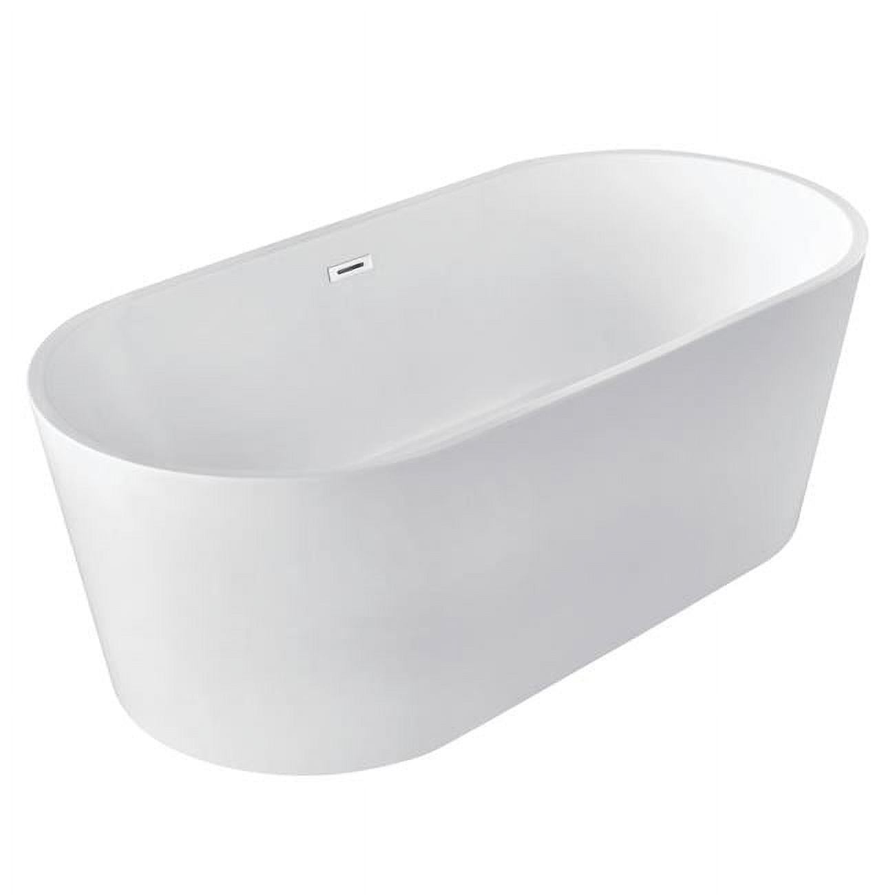 Kingston Brass Aqua Eden 59-Inch Acrylic Oval Double Ended Freestanding Tub with Drain