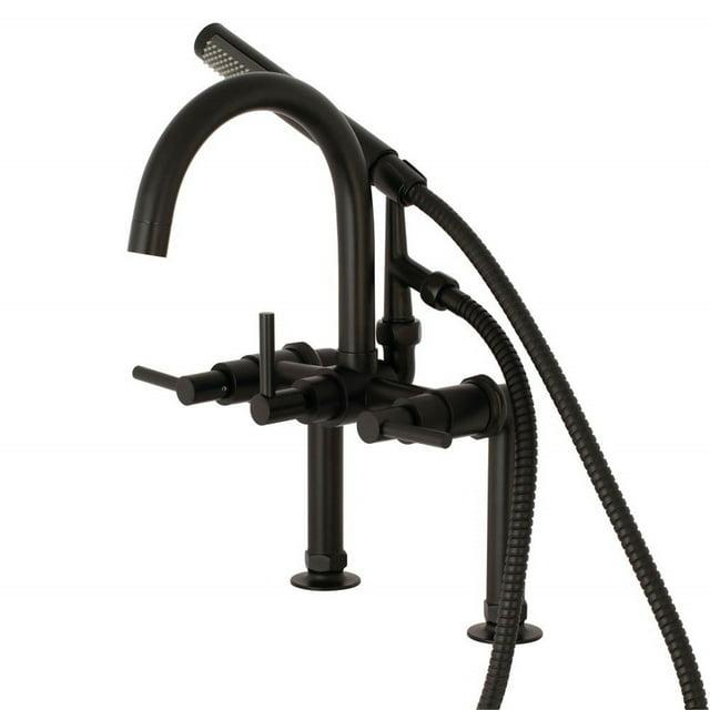 Kingston Brass Concord Three-Handle 2-Hole Deck Mount Clawfoot Tub Faucet with Hand Shower