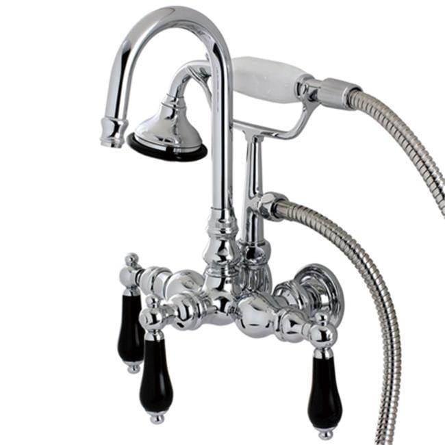 Kingston Brass Duchess Three-Handle 2-Hole Tub Wall Mount Clawfoot Tub Faucet with Hand Shower