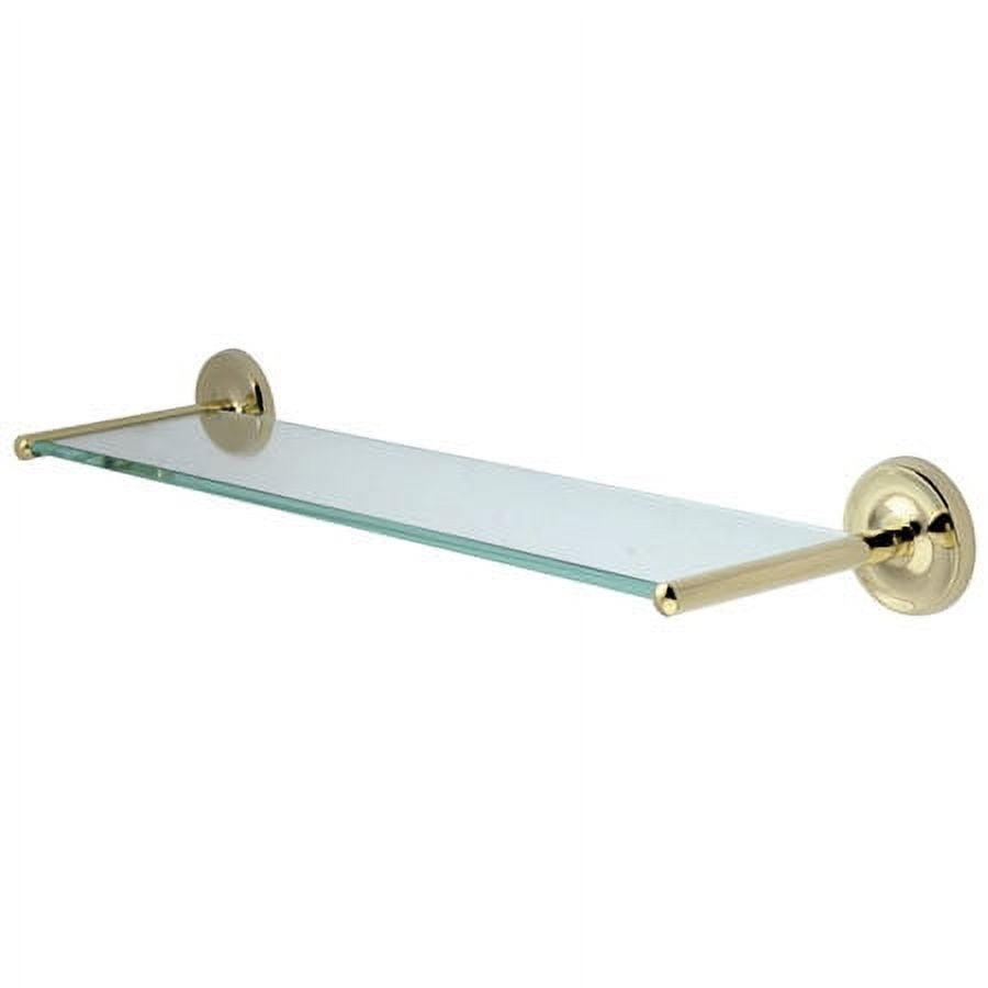 Elegant Brass Finish Rectangular Glass Bathroom Wall Shelf