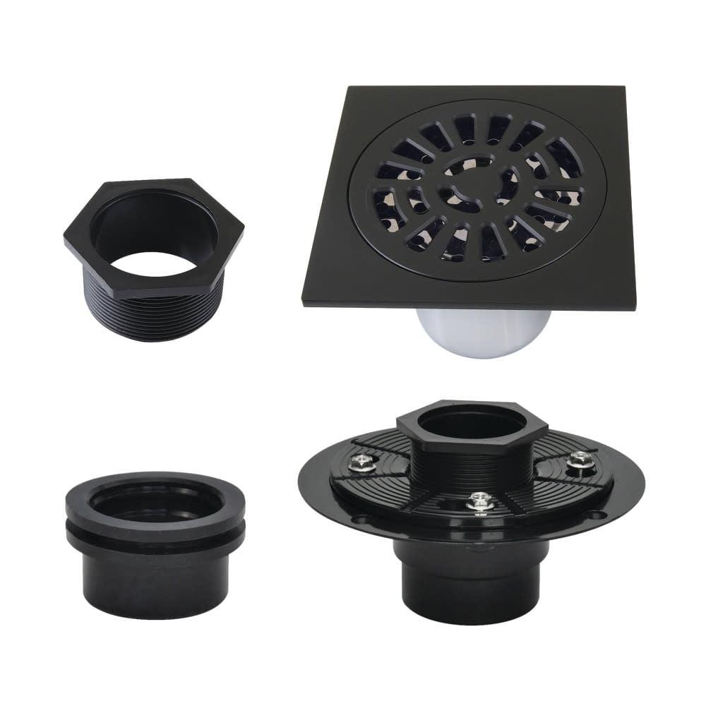 Kingston Brass Watercourse 4-Inch Square Brass Shower Drain