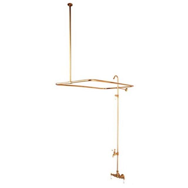 Kingston Brass CC63T2 Kingston Brass Vintage Three-Handle 2-Hole Tub Wall Mount Clawfoot Tub Faucet with Shower Enclosure