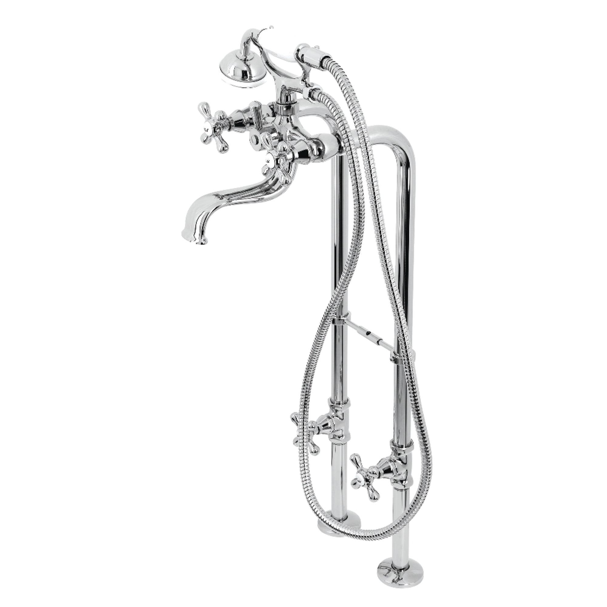 Kingston Brass CCK226K1 Kingston Brass Kingston Three-Handle 2-Hole Freestanding Clawfoot Tub Faucet Package with Supply Line and Stop Valve