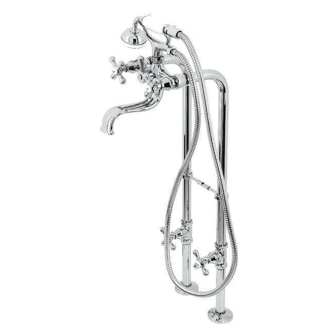 Kingston Brass CCK226K1 Kingston Brass Kingston Three-Handle 2-Hole Freestanding Clawfoot Tub Faucet Package with Supply Line and Stop Valve