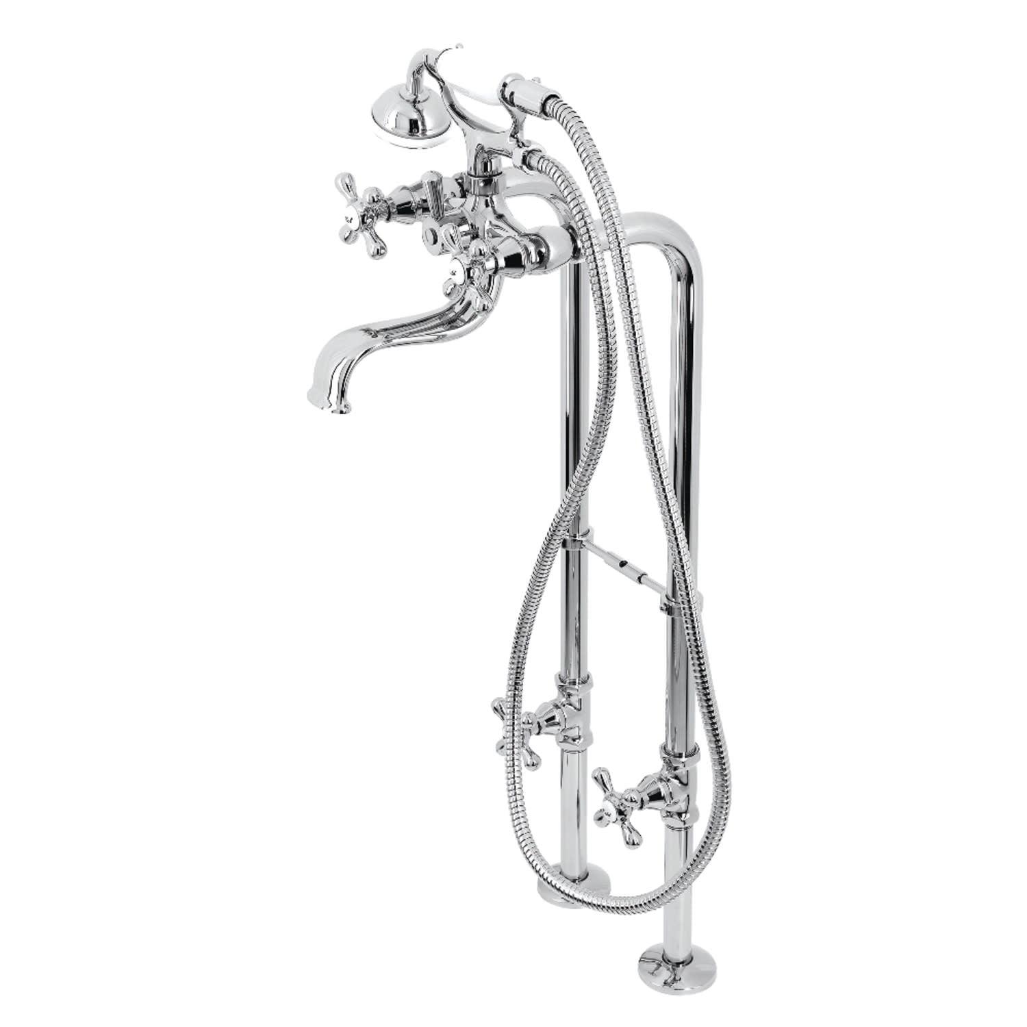 Kingston Brass CCK226K1 Kingston Brass Kingston Three-Handle 2-Hole Freestanding Clawfoot Tub Faucet Package with Supply Line and Stop Valve