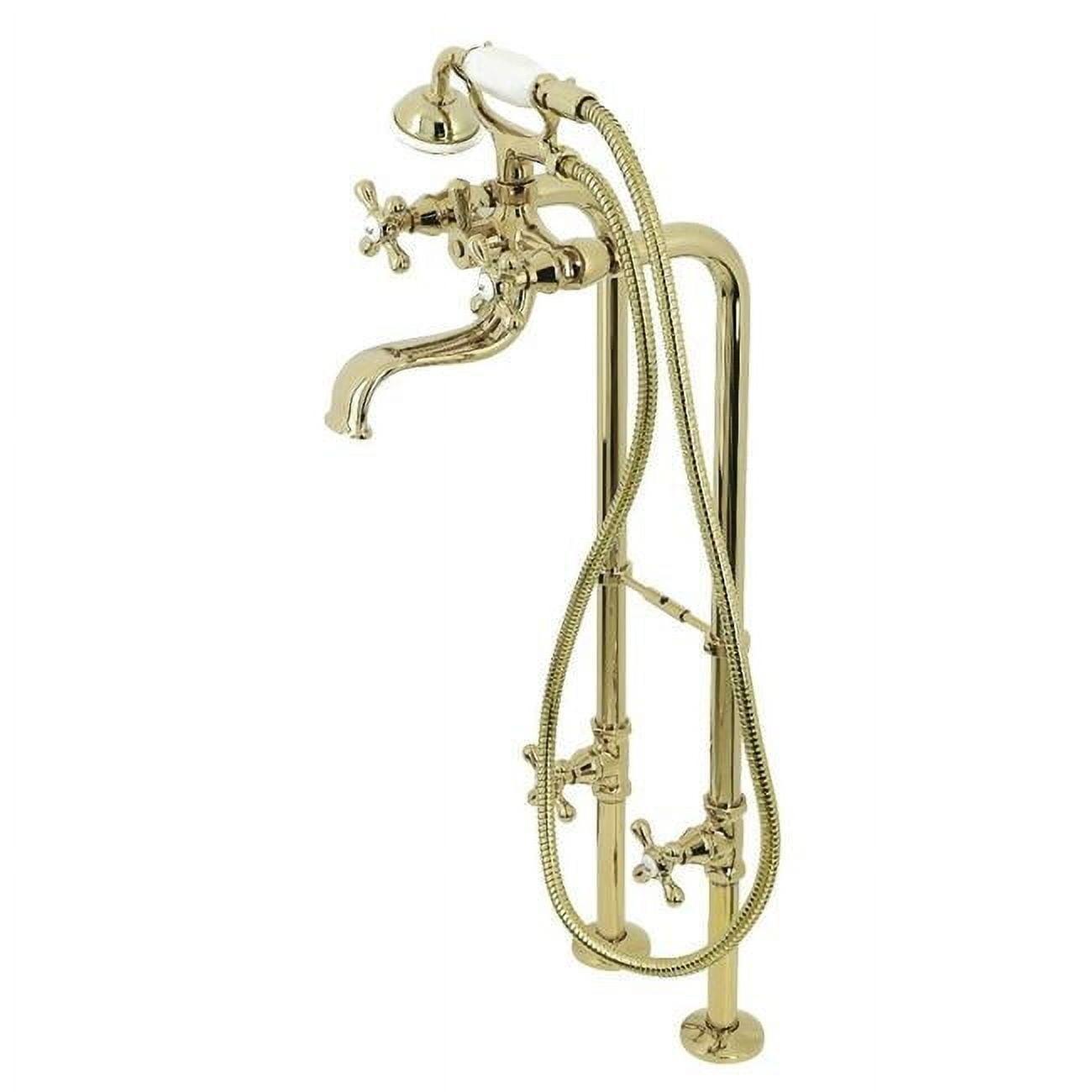 Kingston Brass Kingston Three-Handle 2-Hole Freestanding Clawfoot Tub Faucet Package with Supply Line and Stop Valve