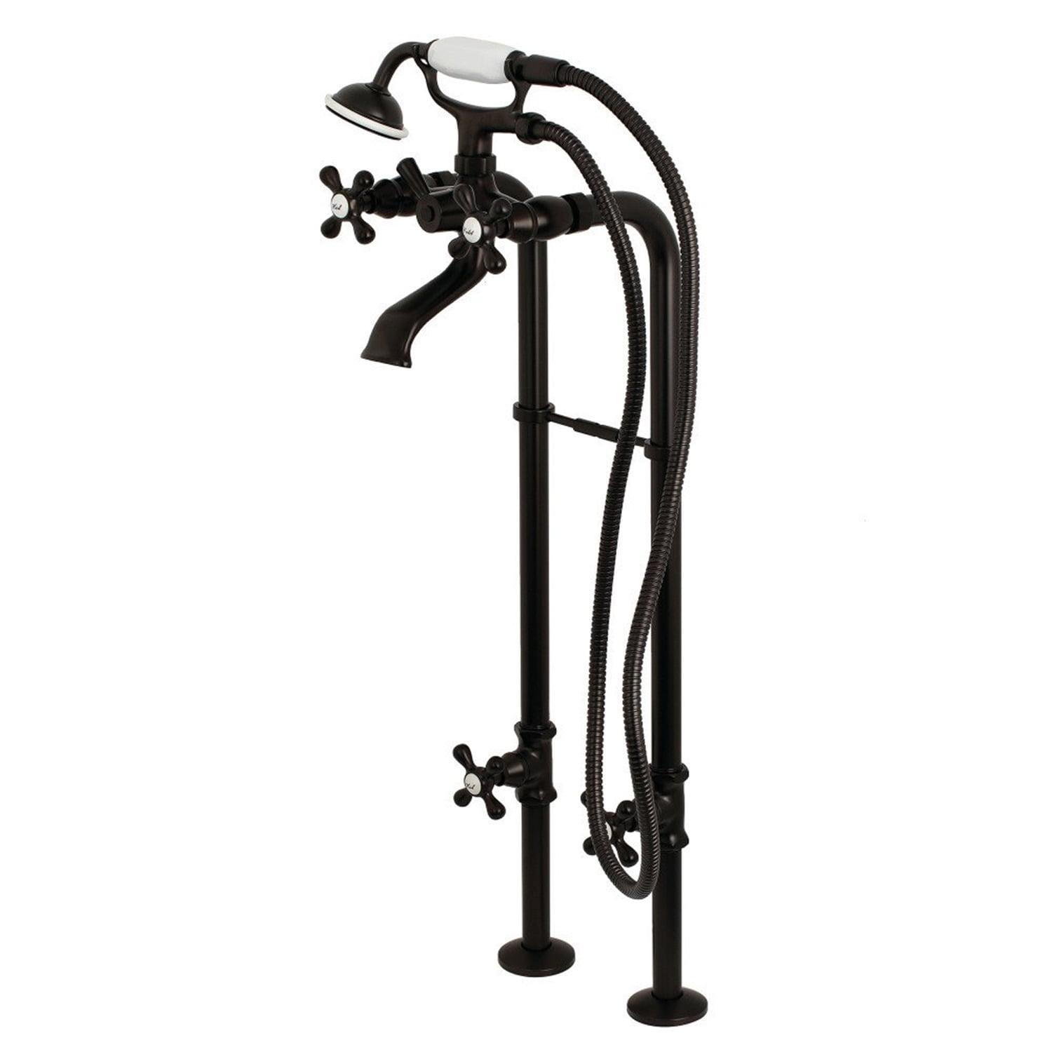 Kingston Brass Kingston Three-Handle 2-Hole Freestanding Tub Faucet with Supply Line and Stop Valve