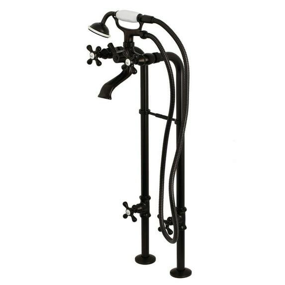 Kingston Brass Kingston Three-Handle 2-Hole Freestanding Tub Faucet with Supply Line and Stop Valve