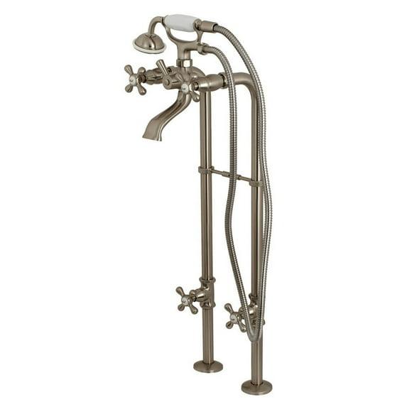 Kingston Brass Kingston Three-Handle 2-Hole Freestanding Tub Faucet with Supply Line and Stop Valve