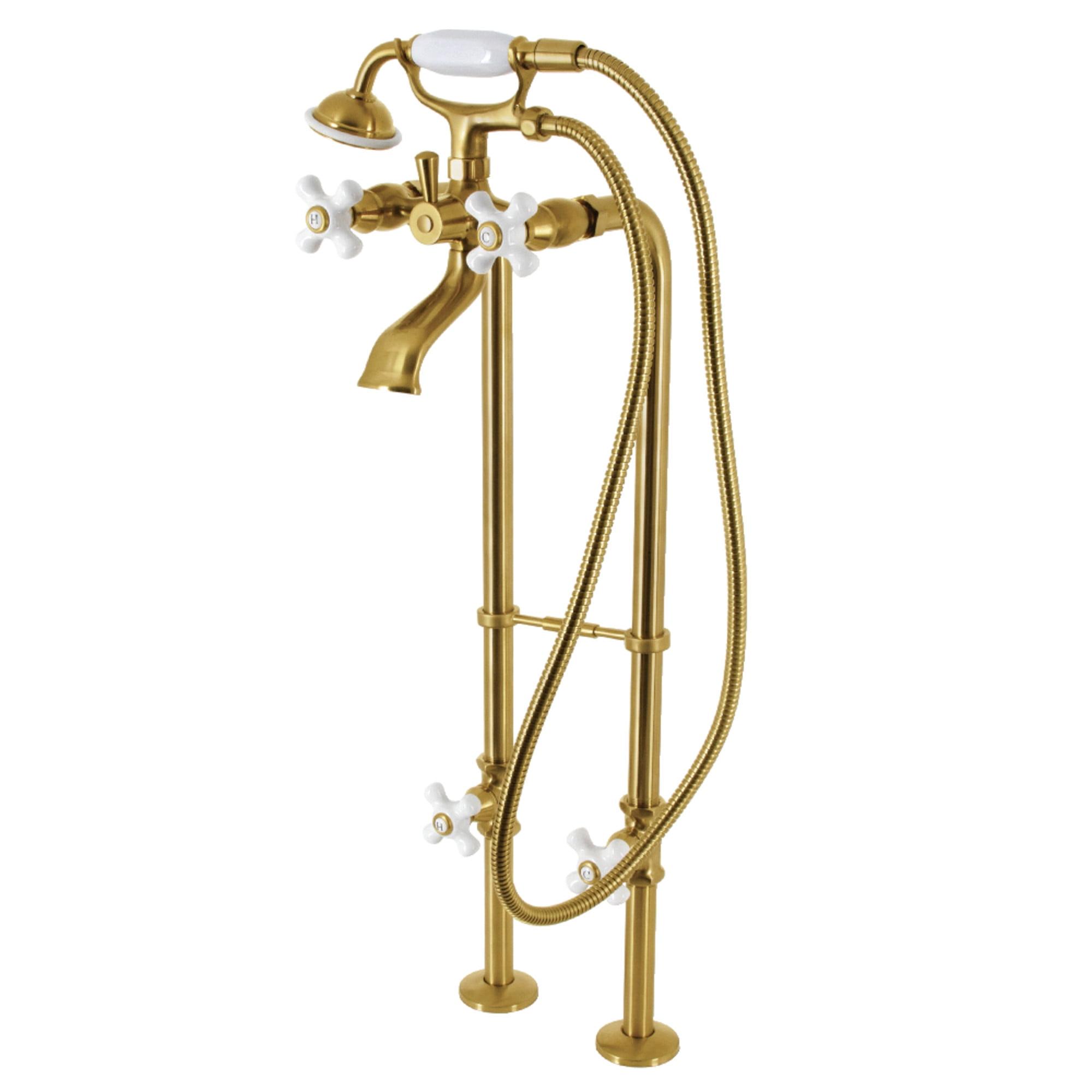 Kingston Brass CCK266PXK7 Kingston Brass Kingston Three-Handle 2-Hole Freestanding Clawfoot Tub Faucet Package with Supply Line and Stop Valve