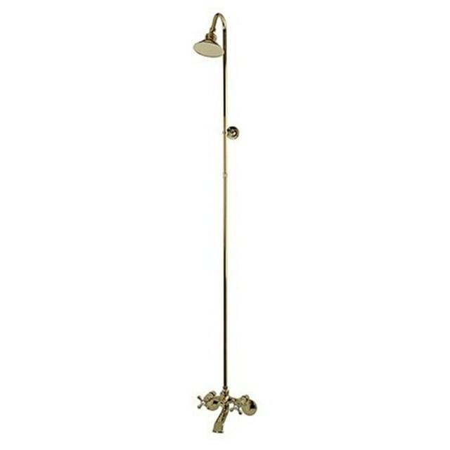 Kingston Brass Vintage Two-Handle 2-Hole Wall Mount Clawfoot Tub Faucet Package with Shower Combo