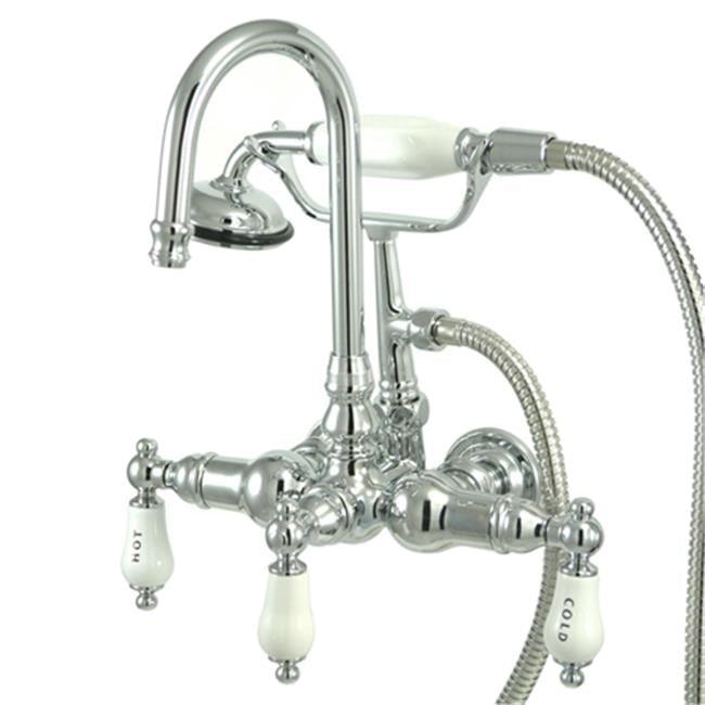 Kingston Brass Vintage Three-Handle 2-Hole Tub Wall Mount Clawfoot Tub Faucet with Hand Shower