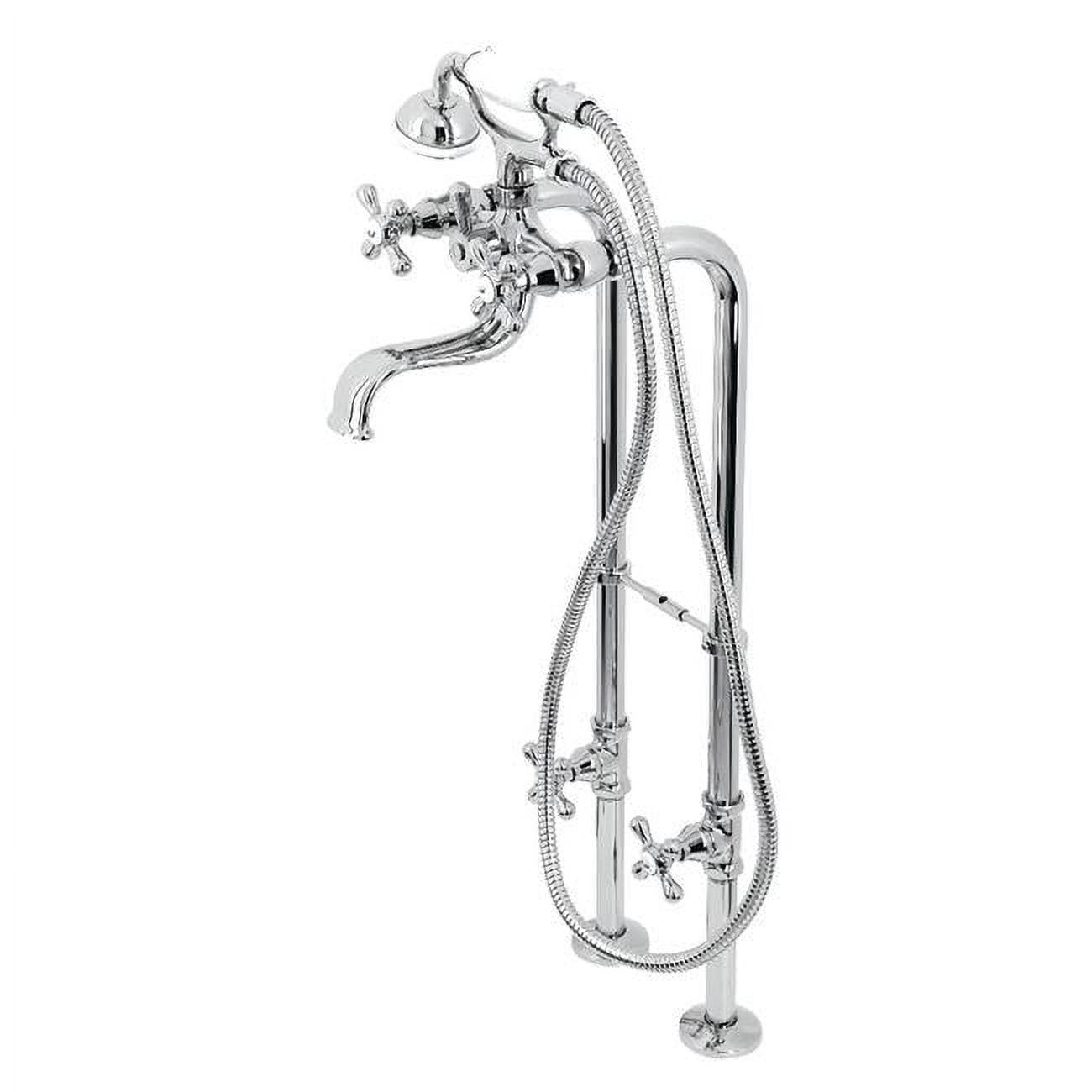 Kingston Brass Kingston Three-Handle 2-Hole Freestanding Clawfoot Tub Faucet Package with Supply Line and Stop Valve