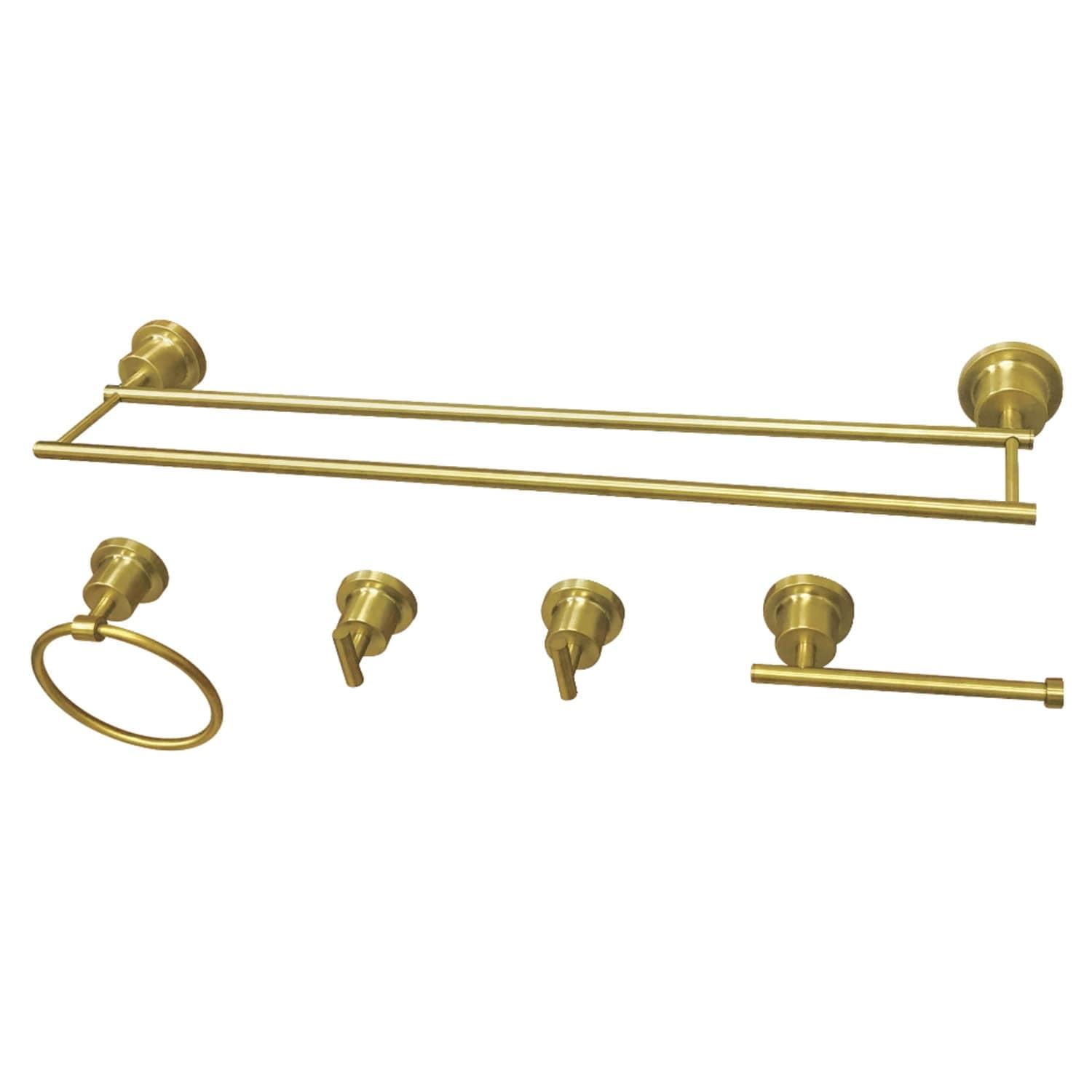 Brushed Brass 5-Piece Modern Bathroom Hardware Set