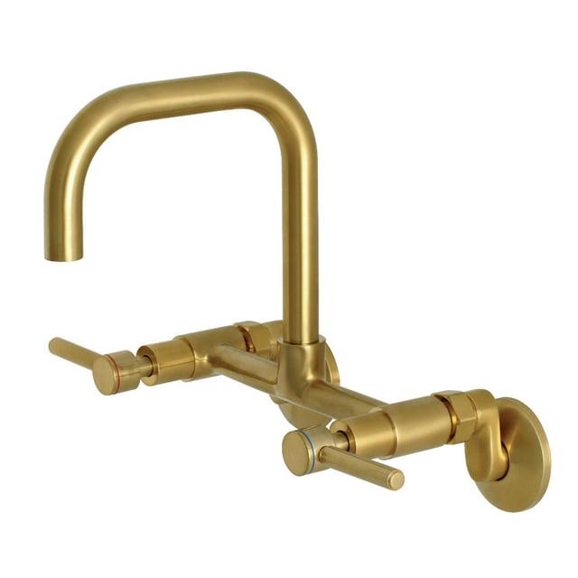 Kingston Brass Concord Double-Handle 2-Hole Wall-Mount Bridge Kitchen Faucet