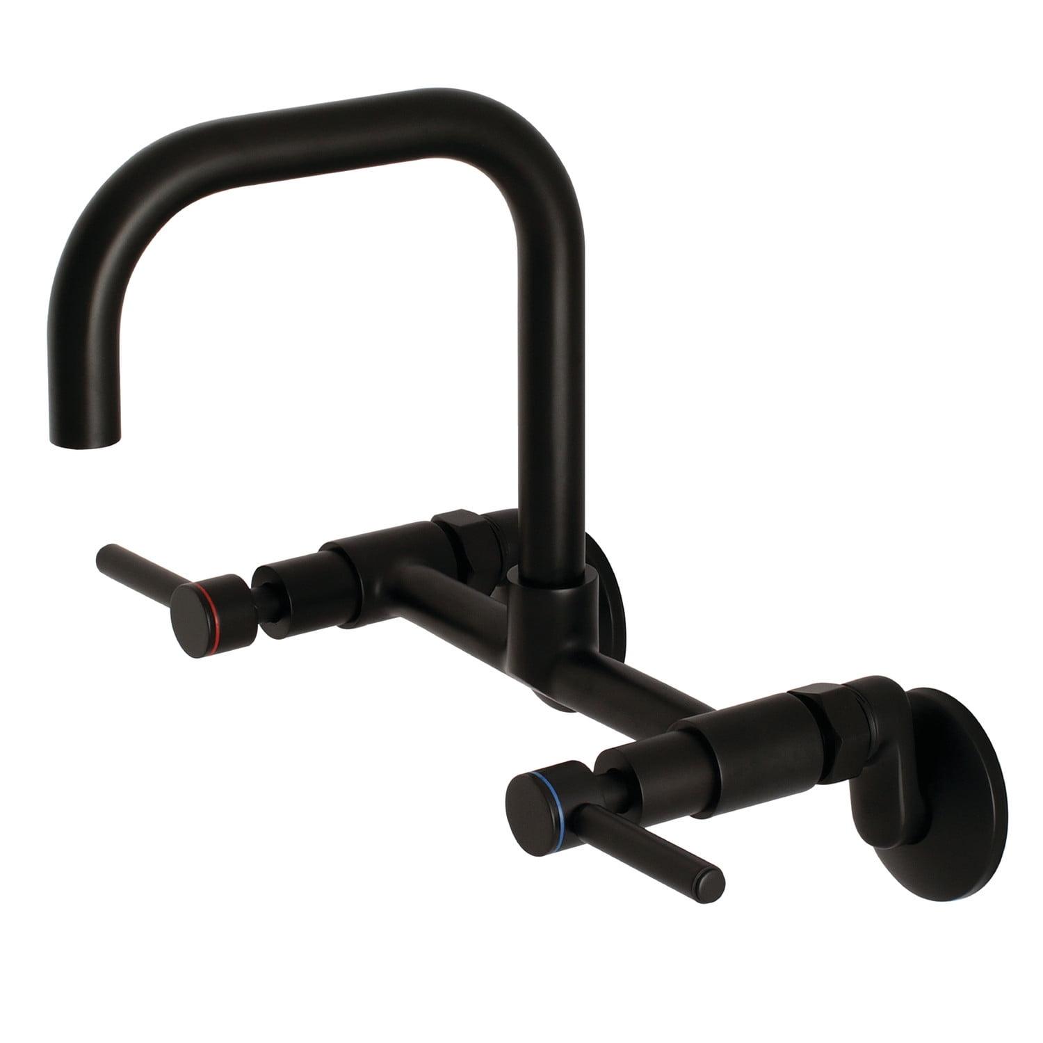 Concord Adjustable Matte Black Wall-Mount Kitchen Faucet