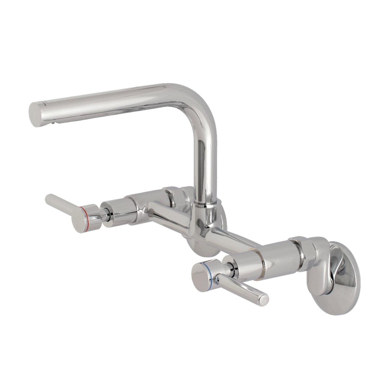 Kingston Brass KS812PN Kingston Brass Concord Double-Handle 2-Hole Wall-Mount Bridge Kitchen Faucet