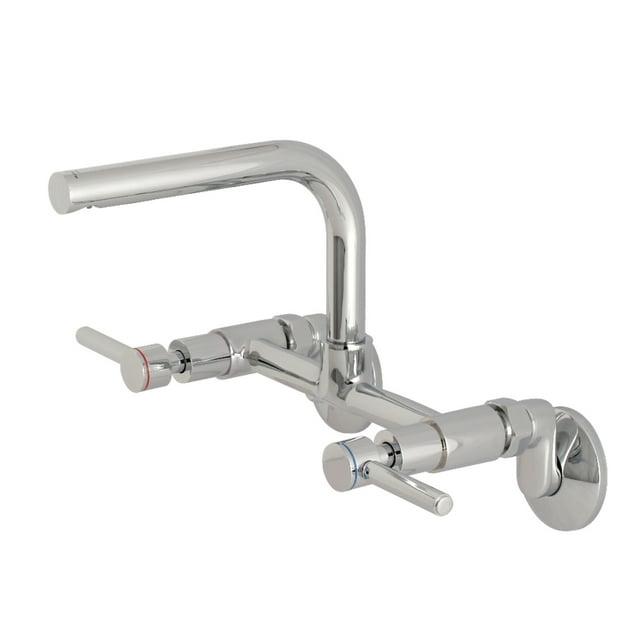 Kingston Brass KS812PN Kingston Brass Concord Double-Handle 2-Hole Wall-Mount Bridge Kitchen Faucet