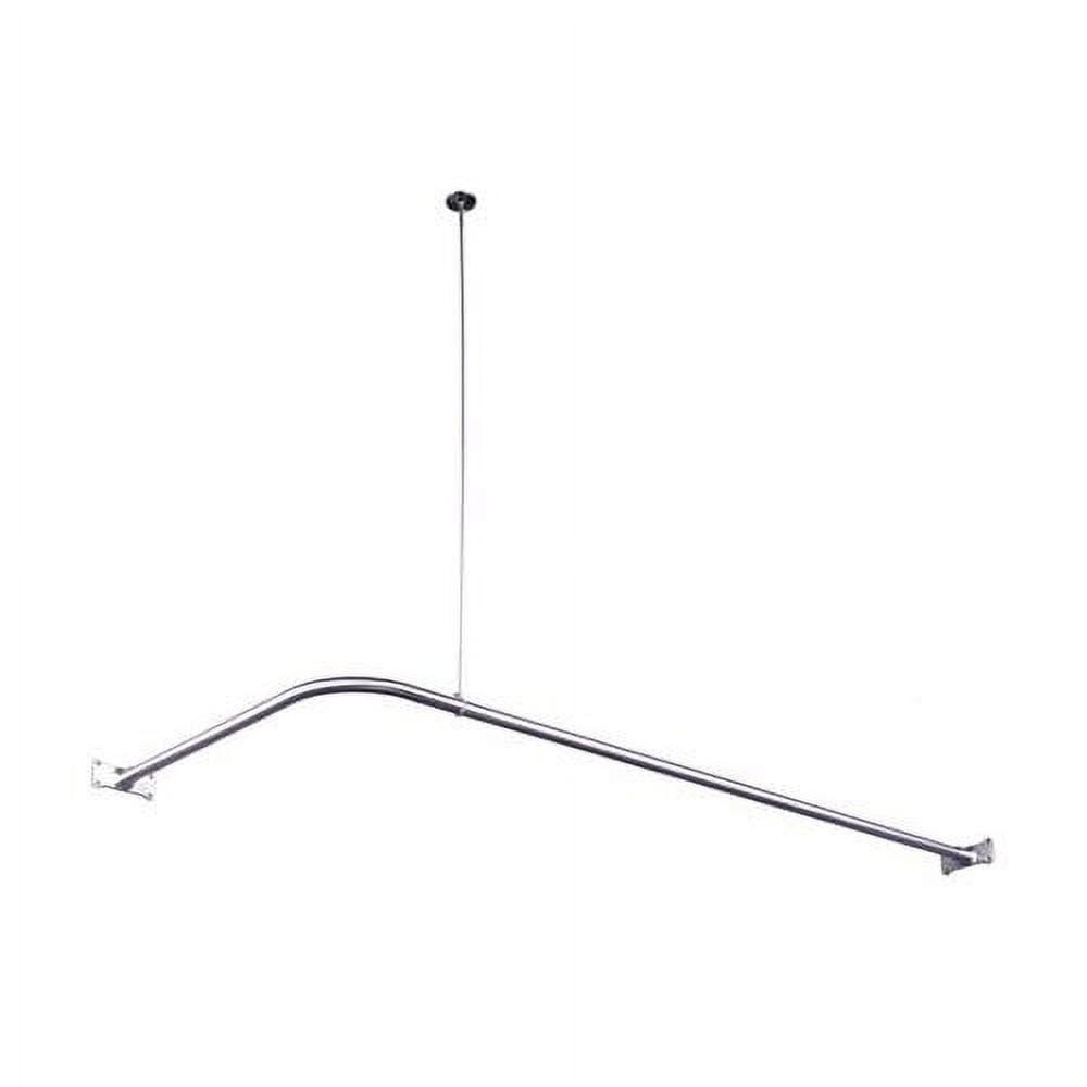 Polished Chrome L-Shaped Corner Shower Rod with Ceiling Support