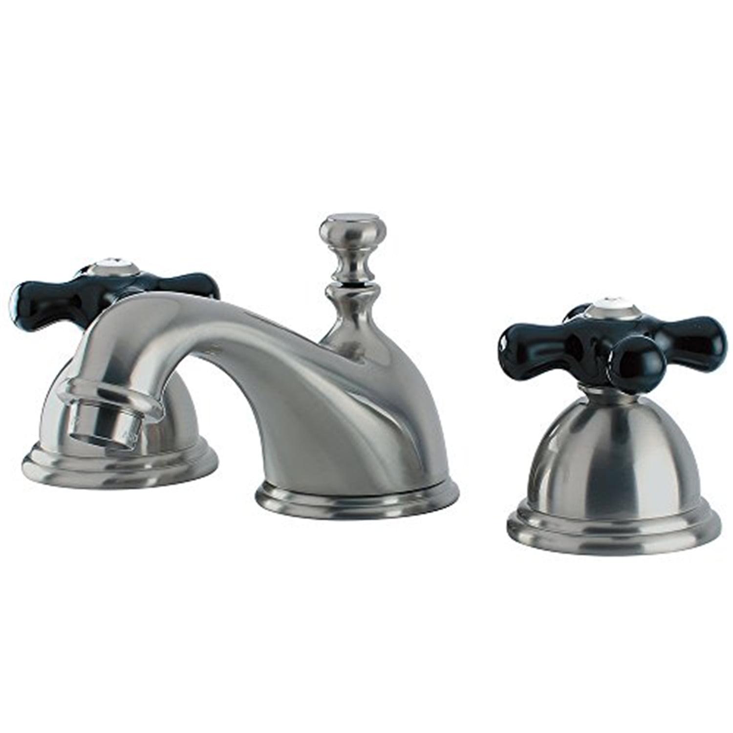 Brushed Nickel Traditional Widespread Bathroom Faucet with Drain Assembly