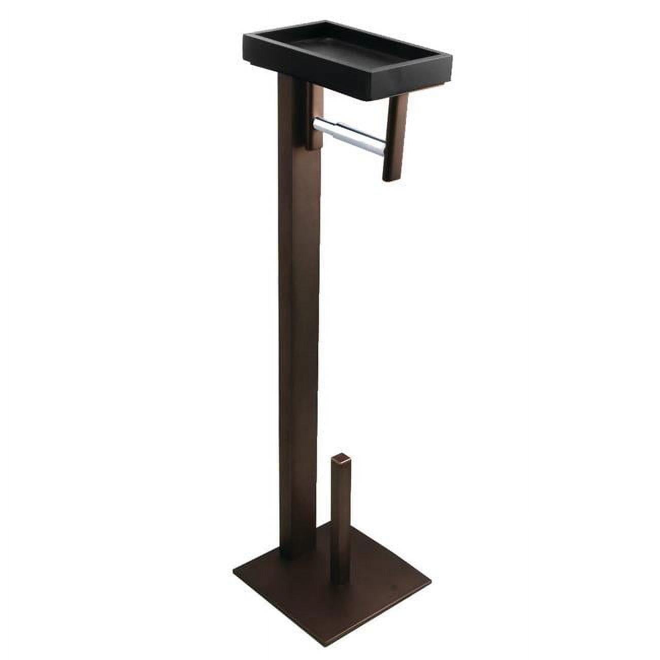 Oil Rubbed Bronze Freestanding Toilet Paper Holder with Storage Shelf