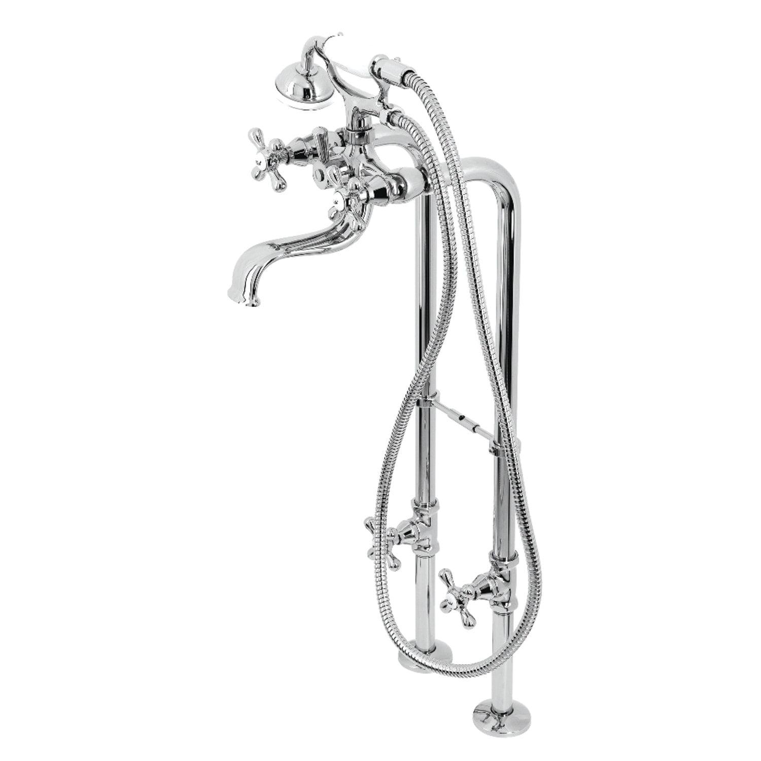 Kingston Brass CCK226K1 Kingston Brass Kingston Three-Handle 2-Hole Freestanding Clawfoot Tub Faucet Package with Supply Line and Stop Valve