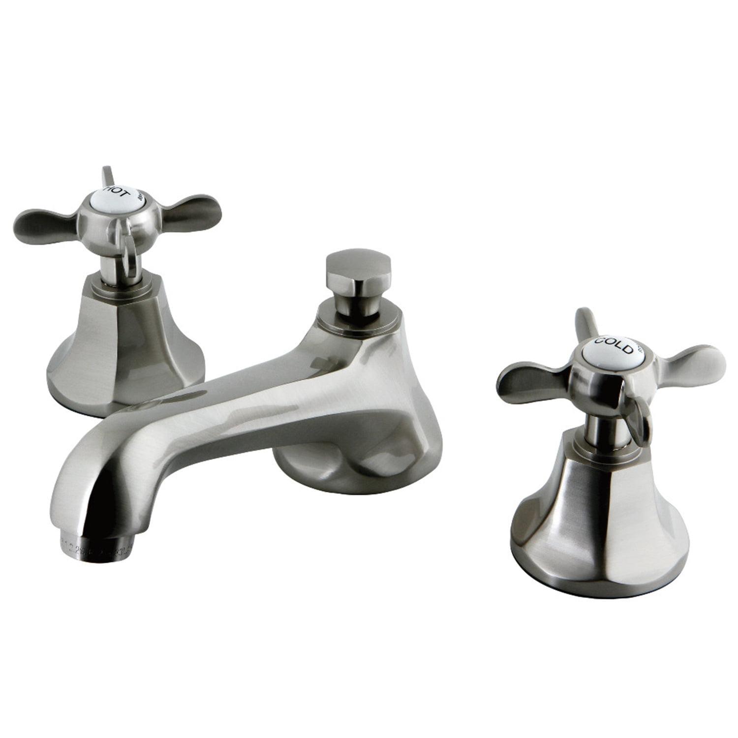 Kingston Brass Essex Two-Handle 3-Hole Deck Mount Widespread Bathroom Faucet with Brass Pop-Up Drain