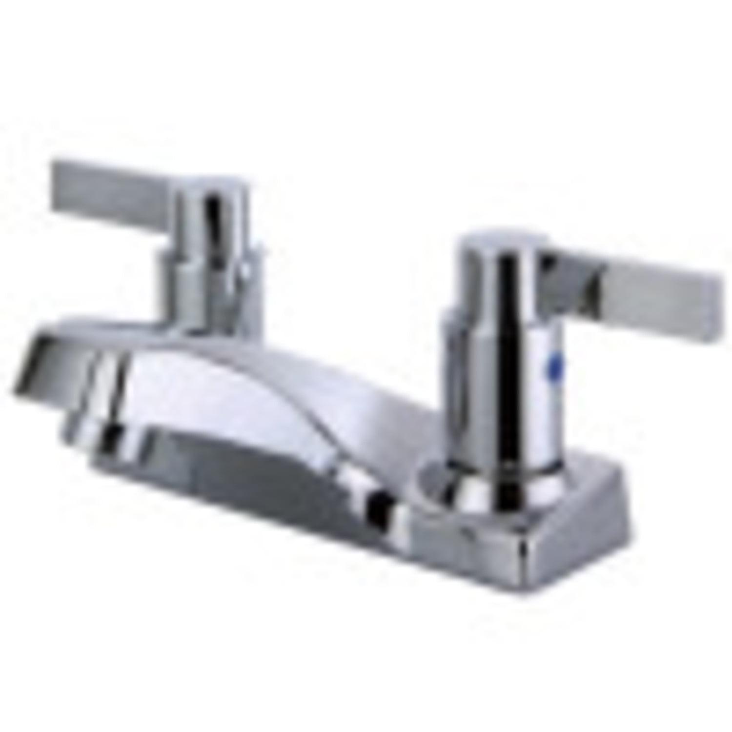 Kingston Brass NuvoFusion Two-Handle 3-Hole Deck Mount 4" Centerset Bathroom Faucet with Plastic Pop-Up