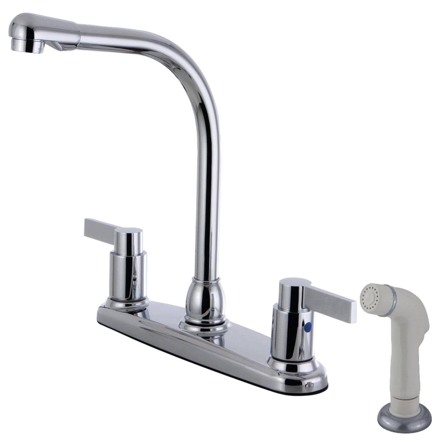 Elegant Modern 8-Inch Chrome Kitchen Faucet with Side Sprayer