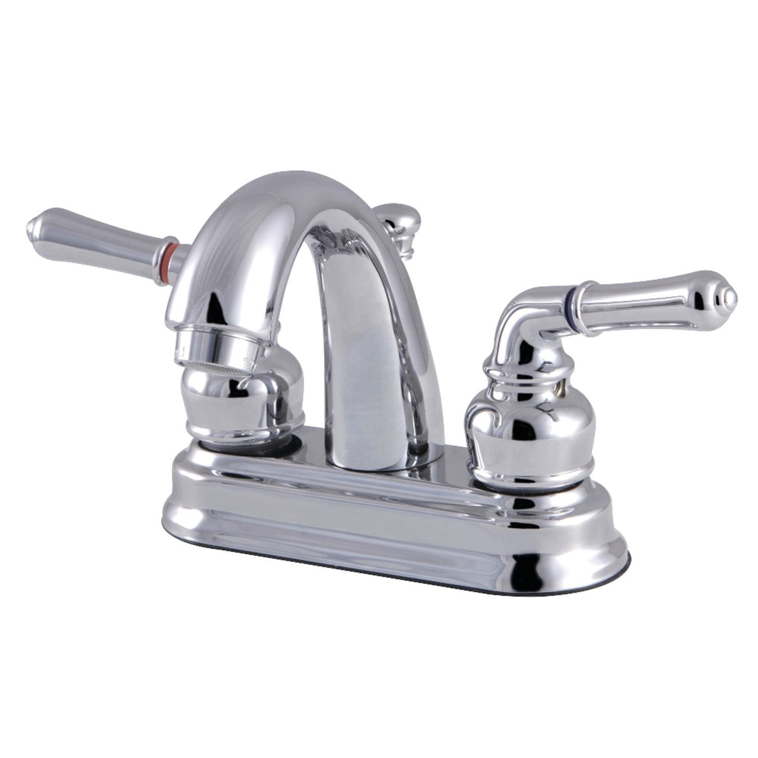 Kingston Brass Kingston Brass Naples Two-Handle 3-Hole Deck Mount 4" Centerset Bathroom Faucet with Plastic Pop-Up FB5615NML
