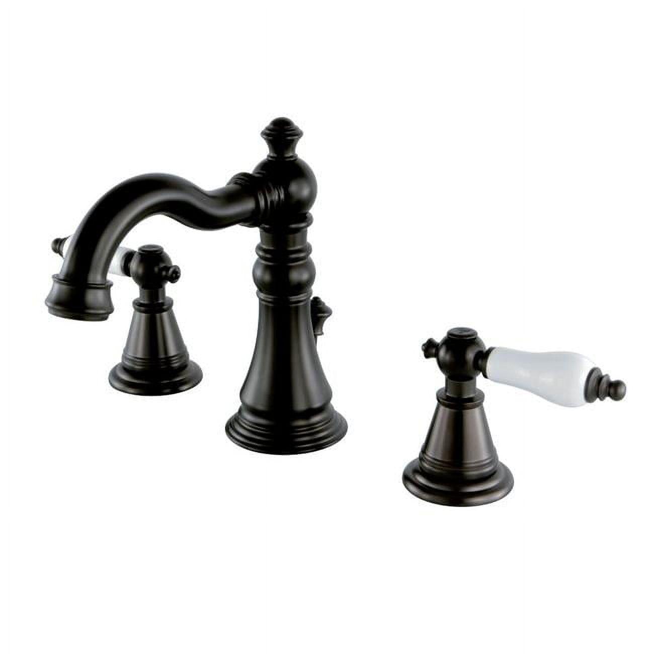 Kingston Brass English Classic Two-Handle 3-Hole Deck Mount Widespread Bathroom Faucet with Pop-Up Drain