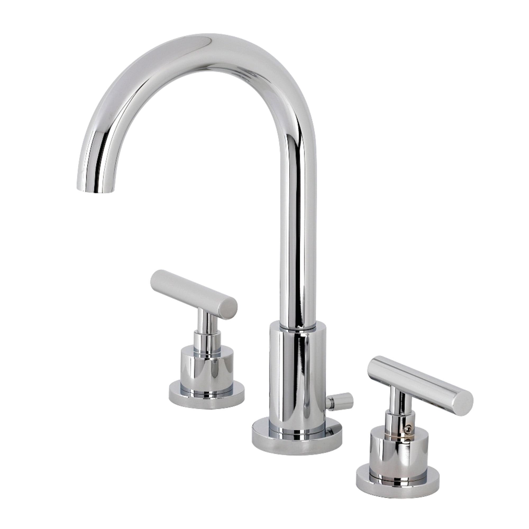 Kingston Brass Manhattan Two-Handle 3-Hole Deck Mount Widespread Bathroom Faucet with Brass Pop-Up Drain