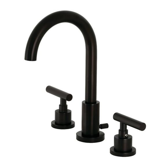 Kingston Brass Manhattan Two-Handle 3-Hole Deck Mount Widespread Bathroom Faucet with Brass Pop-Up Drain