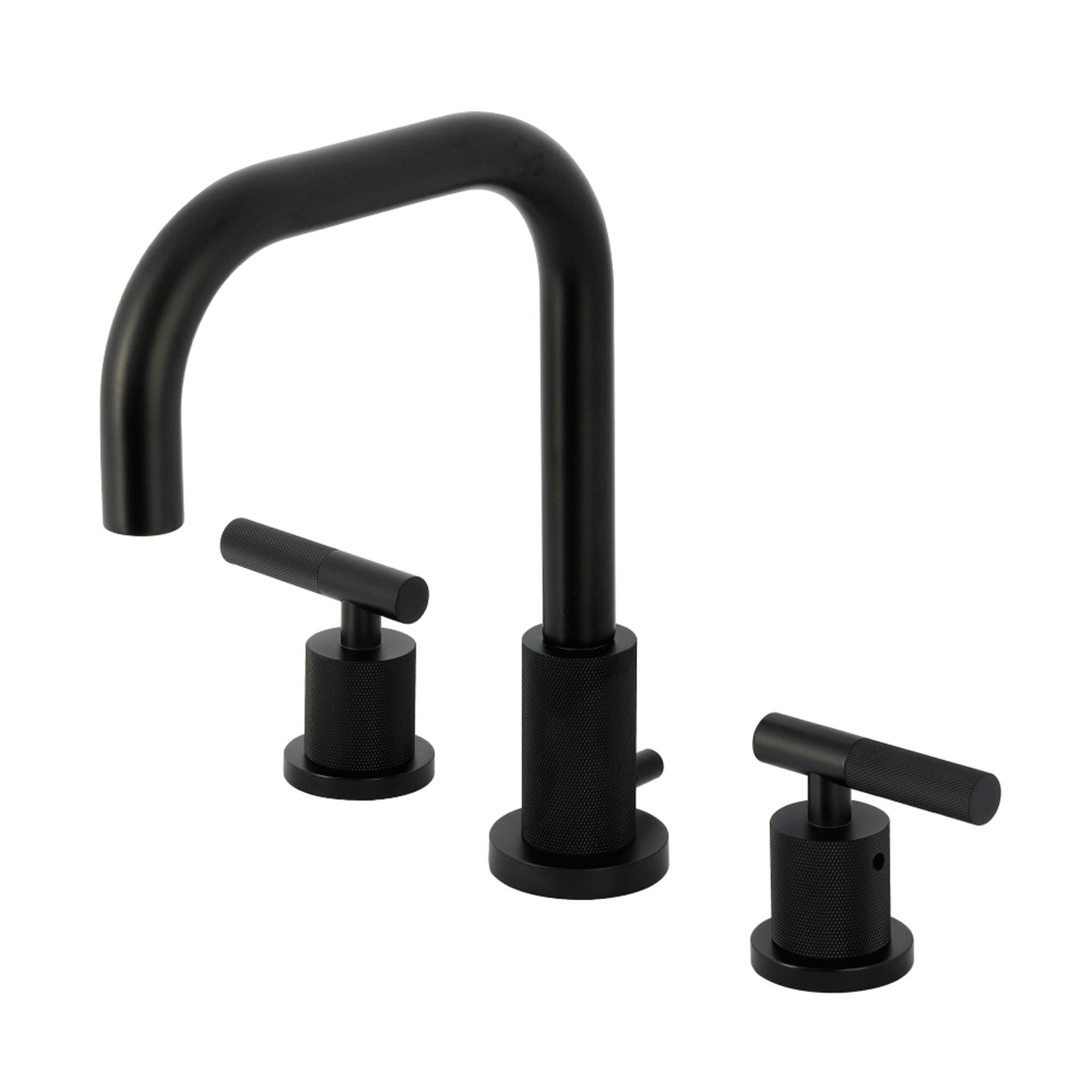 Kingston Brass Manhattan Two-Handle 3-Hole Deck Mount Widespread Bathroom Faucet with Brass Pop-Up Drain