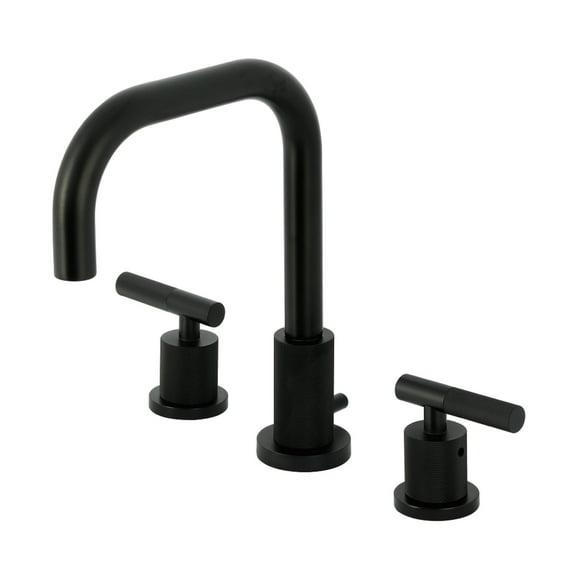 Kingston Brass Manhattan Two-Handle 3-Hole Deck Mount Widespread Bathroom Faucet with Brass Pop-Up Drain