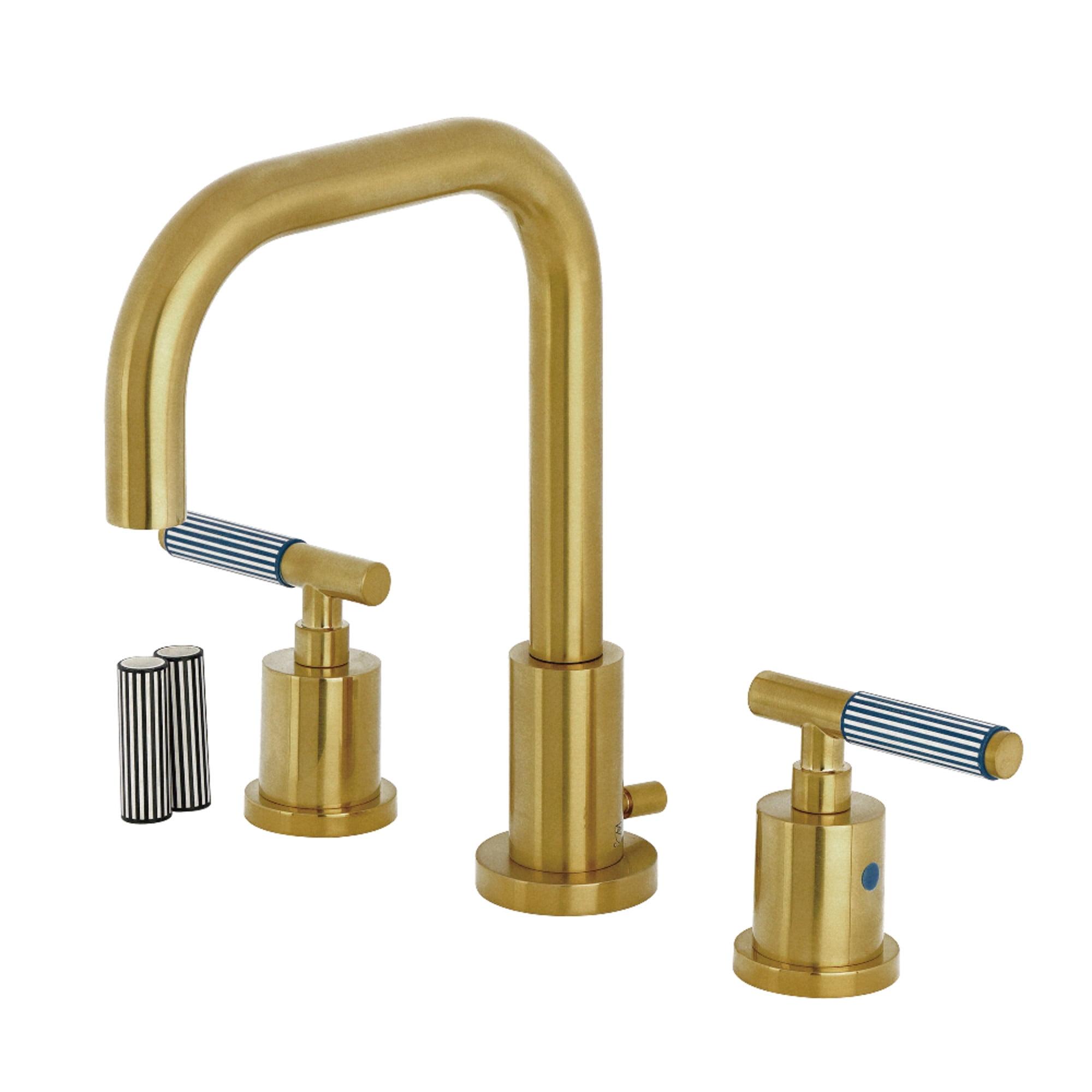 Kingston Brass Concord Two-Handle 3-Hole Deck Mount Widespread Bathroom Faucet with Brass Pop-Up Drain